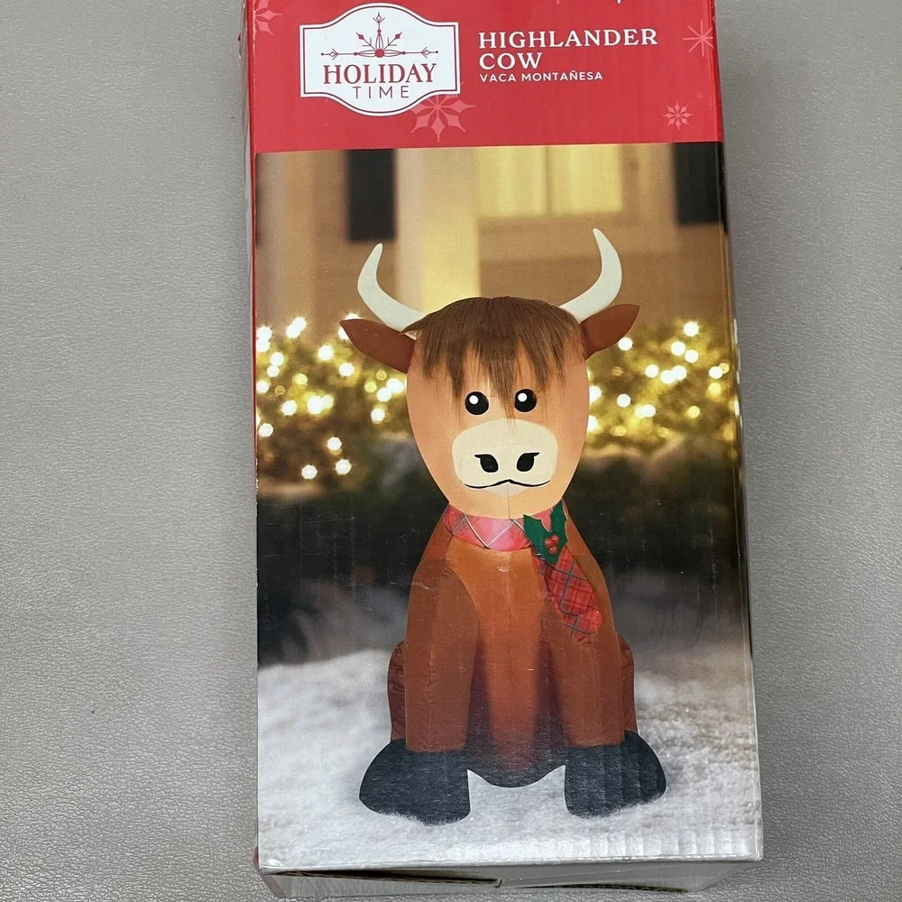 Holiday Time Highlander Cow 3.5 FT Airblown Inflatable Christmas Yard Lights NEW
